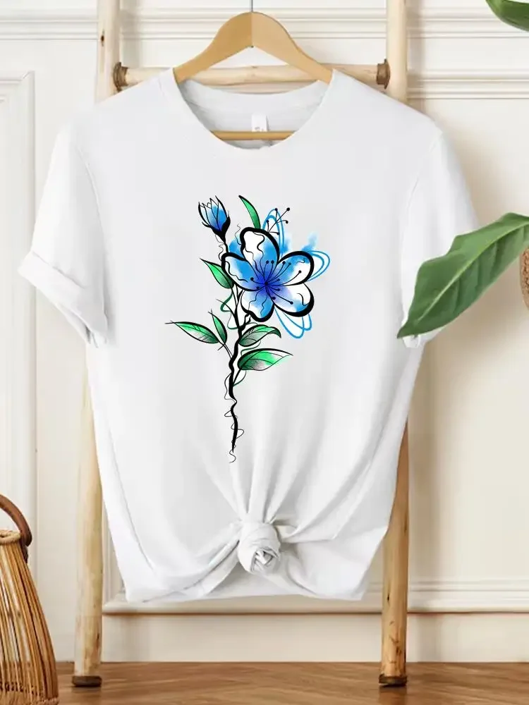 

Watercolor T-shirt Women Clothes Ladies Casual Printed O-neck Printing Cute 90s Fashion Top Tee Short Sleeve T Female Clothing