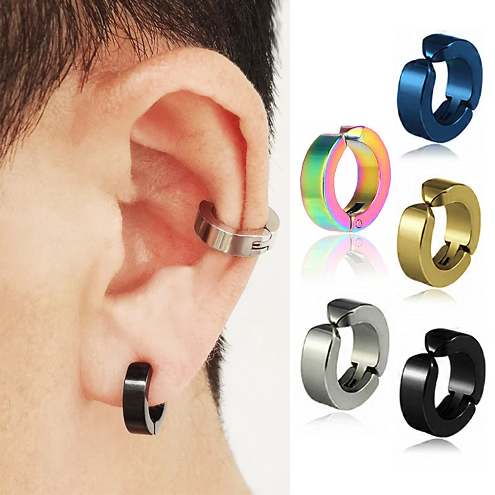 Punk Non Piercing Clip for Man Woman Titanium Steel Magnetic Type Stud Earrings Teens Hip Hop Style Ear Ring Jewelry Accessories