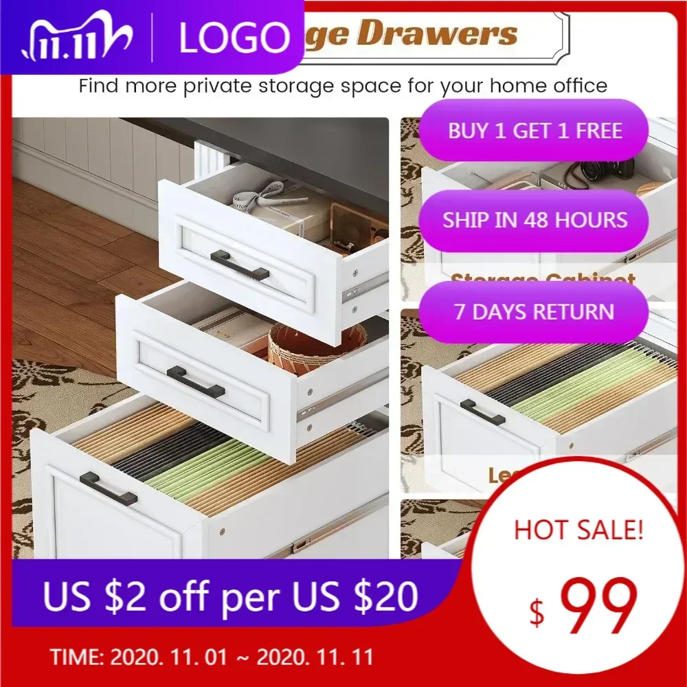 SEDETA Office Desk with 3 Drawers, 55 Executive Computer Desk with Storage Drawers, Farmhouse Desk with Power Outlet for Home Of