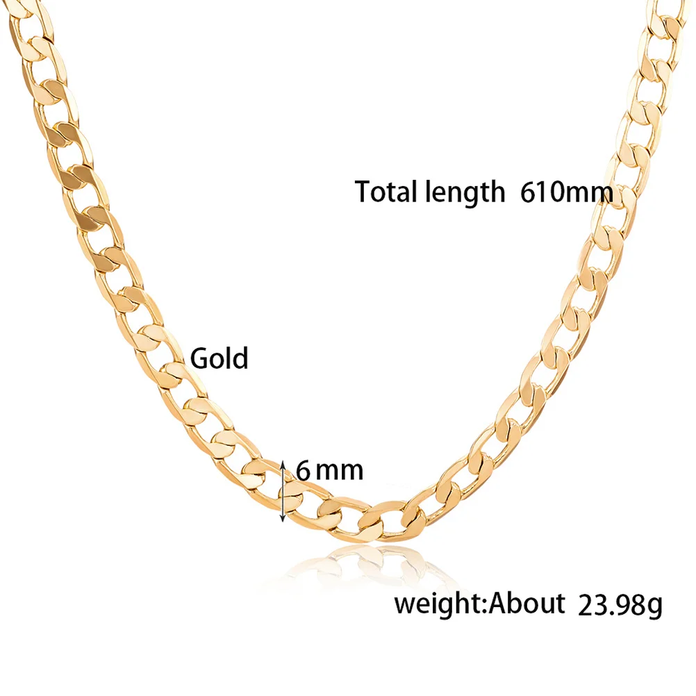 

Men's Classic Golden Necklace Luxury Alloy Curb Chain Durable Lightweight Thick Link Jewelry Men Necklace Men Chain