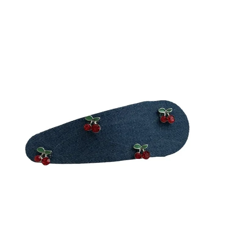 Exquisite Cherry Denim Barrettes Women\'s New High-End Updo Breaking Clip Side Clips Hairpin SideClip Headdress