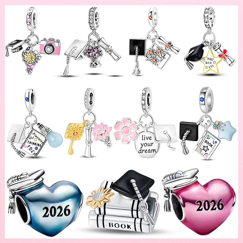 2026 New Hot Sale 925 Sterling Silver Graduation Season Charm Beads Fit Original Brand Bracelet DIY Jewelry Gift Making