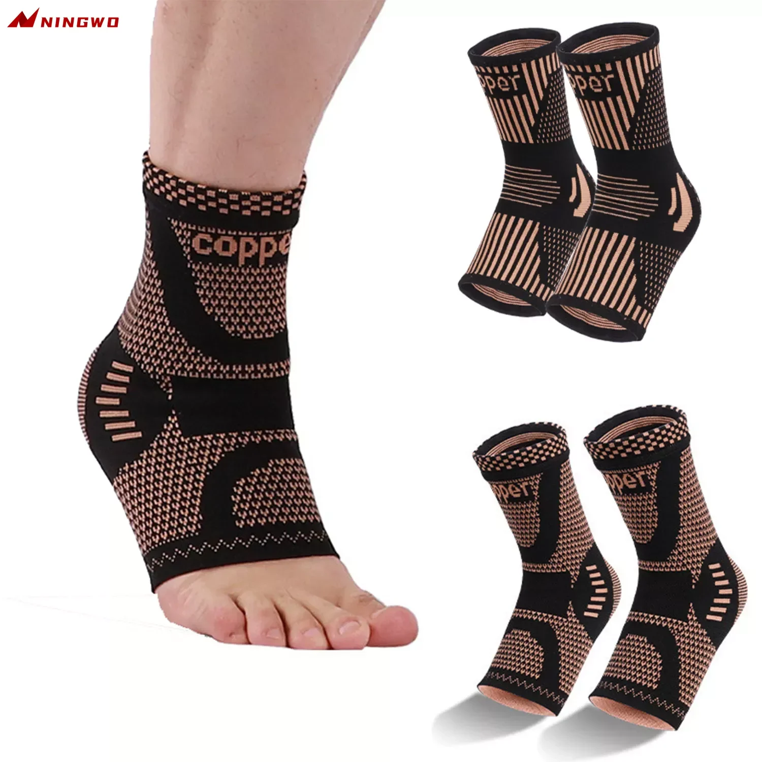 1PC Compression Sport Anklet Support Copper Ankle Brace for Men Women Running Soccer Basketball Outdoor Sports Ankle Protector