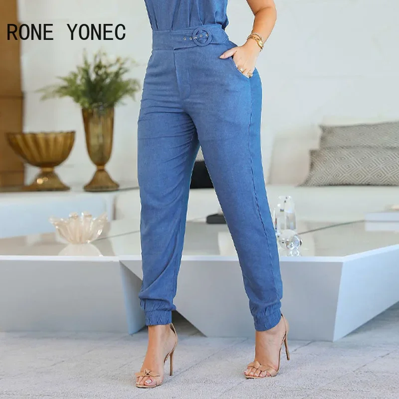 Women Solid Elegant Spaghetti Strap Edible Tree Fungus Sexy Cami Denim Pocket Pencil Pants Jumpsuit