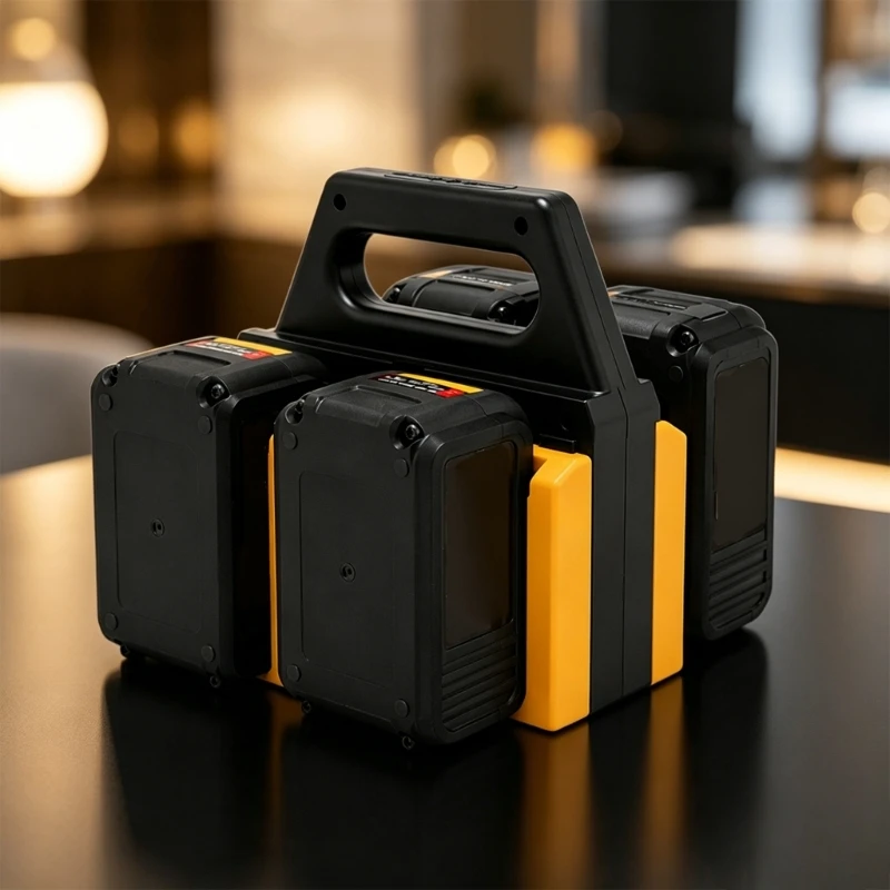 Portable Battery Carry Rack 4 Slot Power Tool Battery Holder with Mount Holes for Workshop Cabinet Garage Battery Storage K1KF