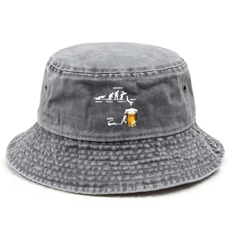 2026 Humor Cotton Washed Bucket Hat Vintage Fishing Hat for Men Sun Protection Outdoor Pub Culture Cap Funny Weekend Theme Hats