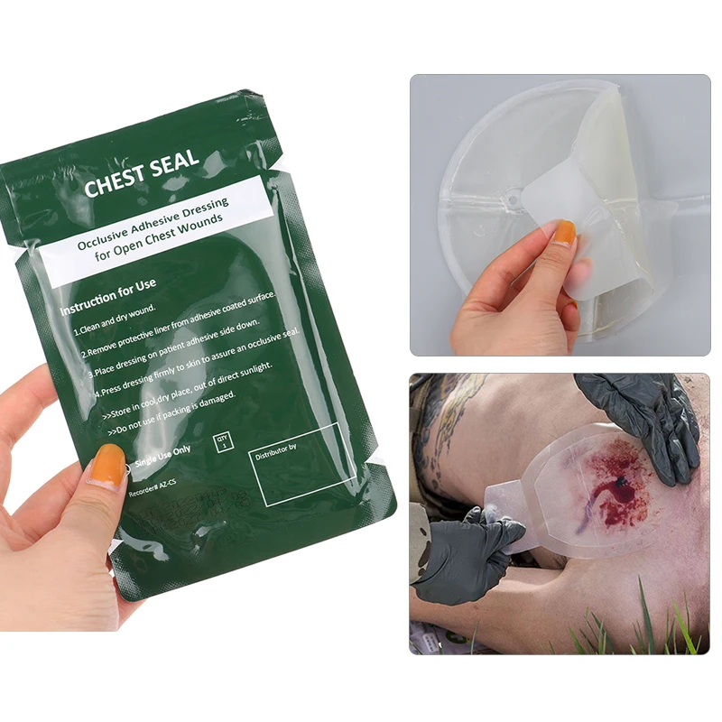 North American Rescue Hyfin Chest Seal Medical Chest Seal Vented Outdoor Useful Wound Emergency Dressing Bandage First Aid Kit