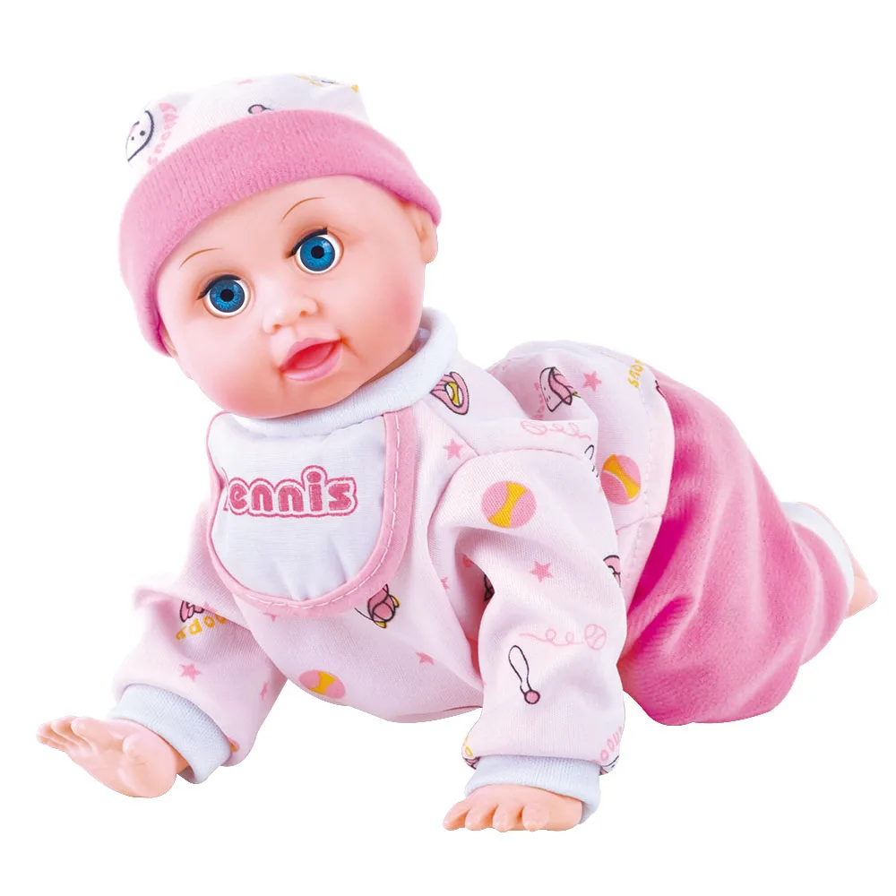 JJ Funny Doll Funtion Crawling Baby with Battery Operated Laughing Singing Accompany with Your Chinldren Size 10.5 Inches