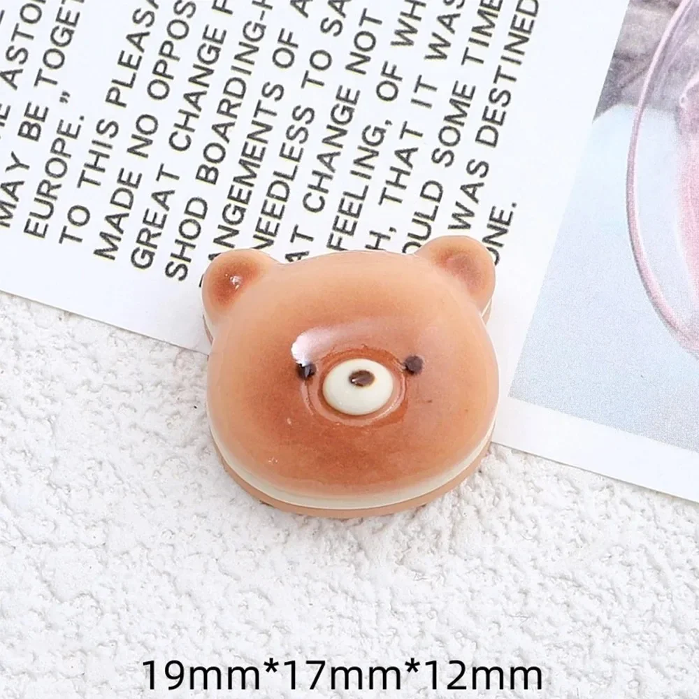 8/16/24pcs Shiny Cartoon Bear Bread Resin Flatback Charms Non-Magnetic DIY Decorative Crafts for Phone Case Hairpin Scrapbooking