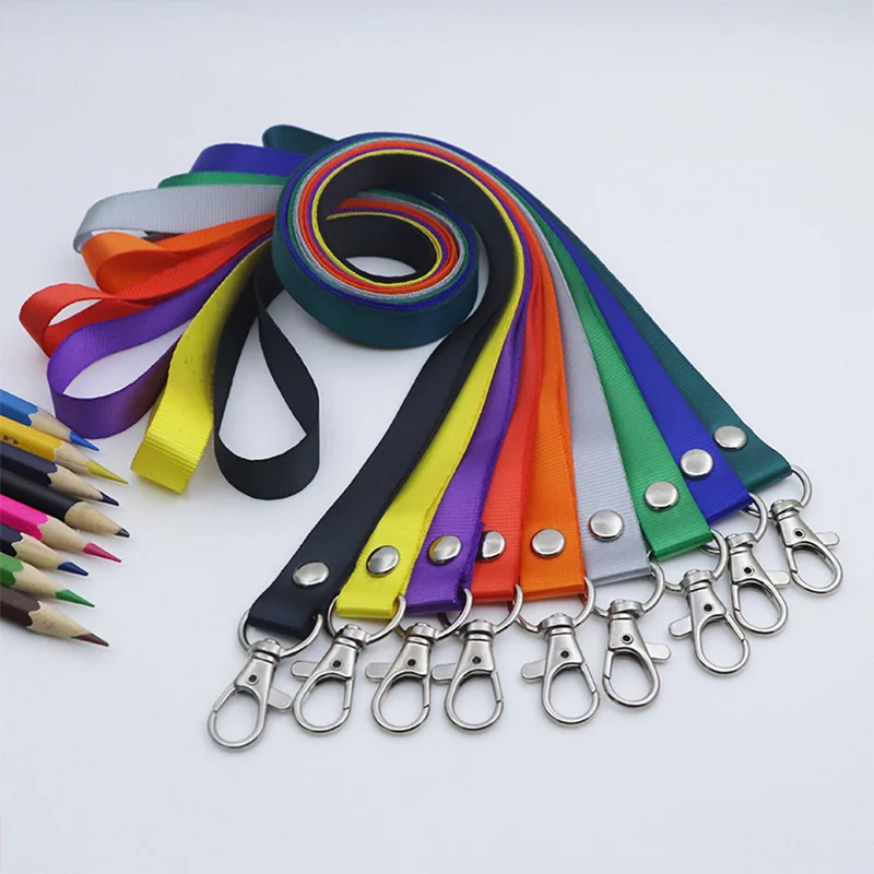 1.5cm Wide Metal Hook Lanyard Printing Word Rope Card Work ID Student Pass Badge Holder Strap Print LOGO Wholesale Customization