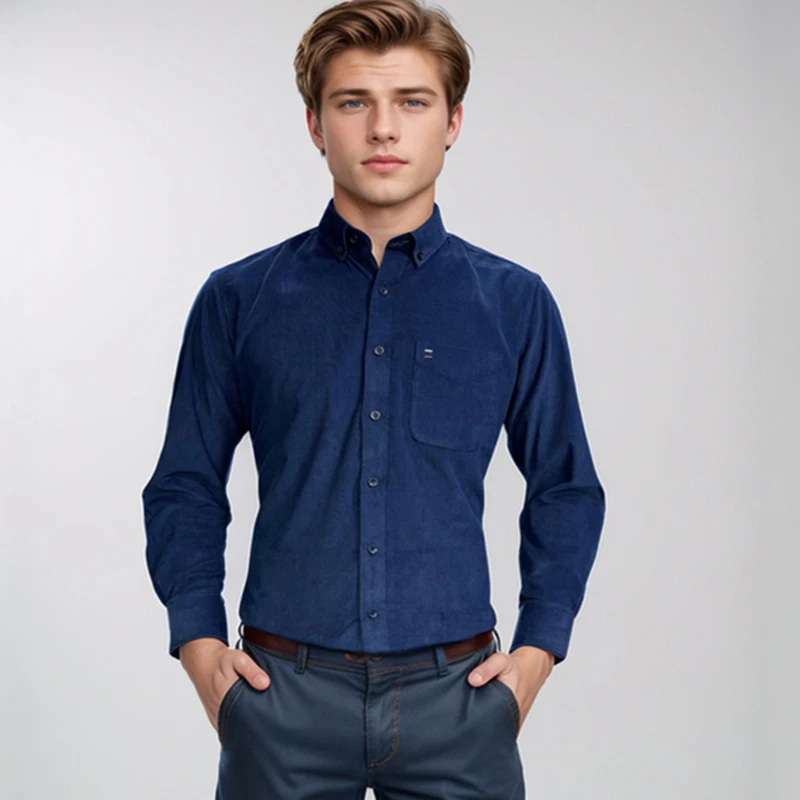 

7XL 6XL 5XL Corduroy Shirts Men's Long Sleeve 100% Cotton Casual Regular Fit Home Flanne Shirt Male Comfortable Pocket clothes