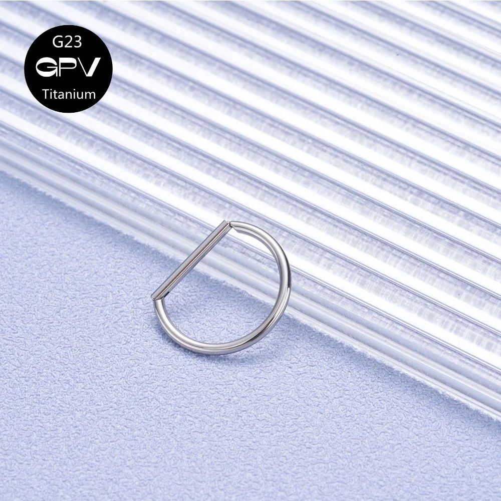 10PCS Titanium G23 Letter D nose Ring 16G Seamless Opening Ring Perforated Jewelry Men\'s And Women\'s Punk Highlighting Earrings
