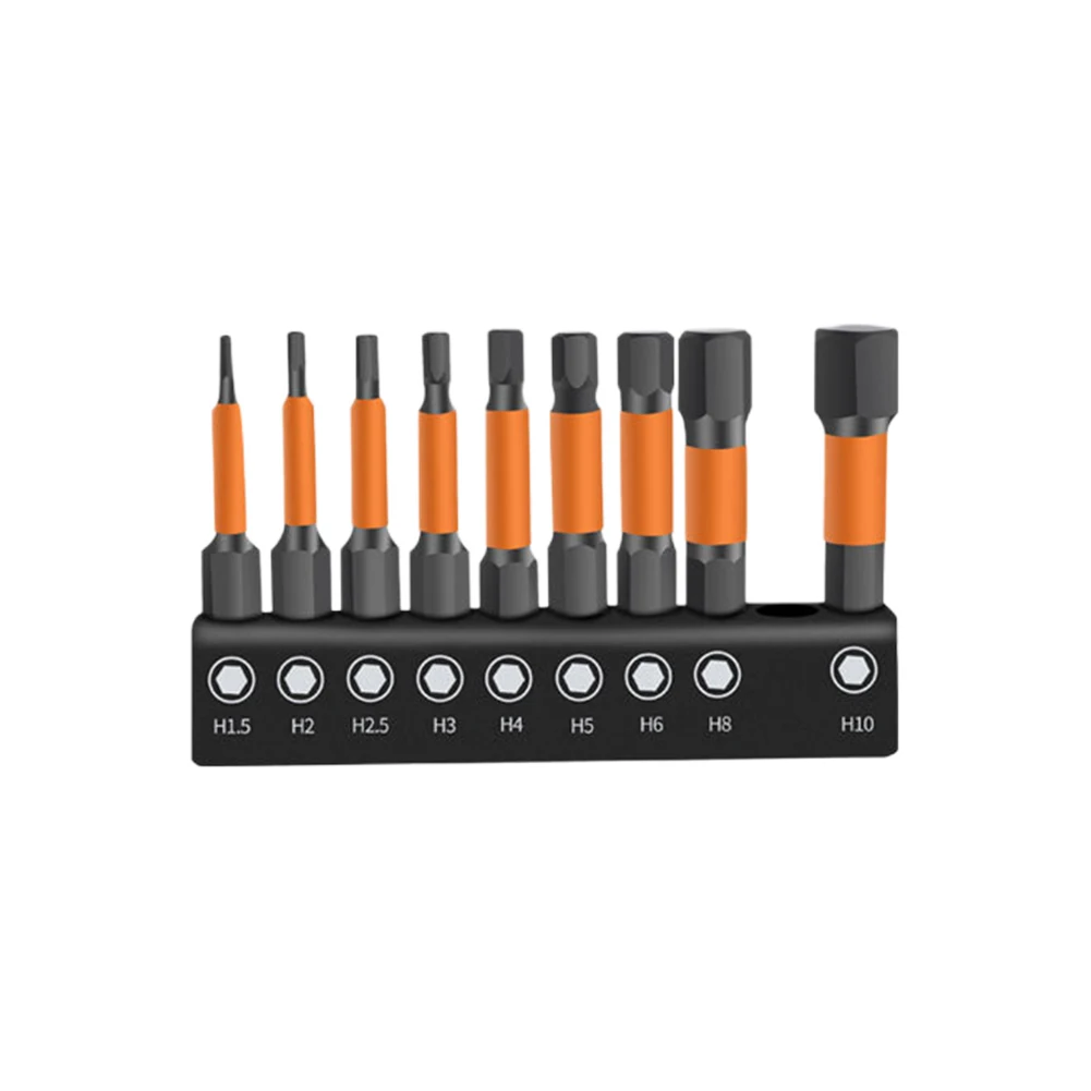 Screwdriver Bit Set of 9 with Magnetic Tips Fits All Electric Drill Models Includes Storage Strip for Convenience