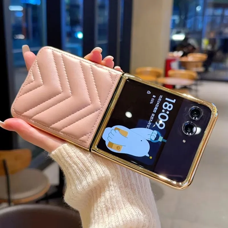 

Luxury PU Leather Fashion Skin plating Protective For Motorola Razr 50 Ultra Case Back Cover Case For Moto Razr 50 50Ultra Shell