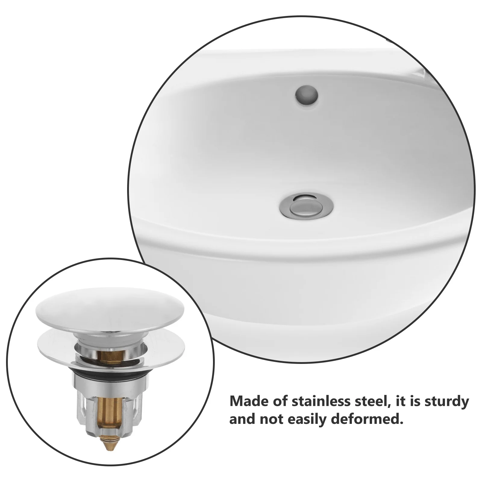 

Bathroom Sink Stopper with Bounce Core Stainless Steel Anti-Clogging Drain Strainer for Bathtub Kitchen Laundry Basin Sink Drain