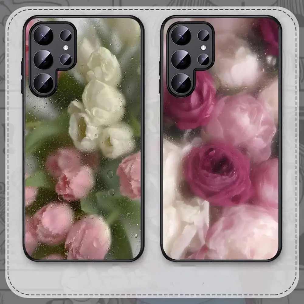 Funda de teléfono estética rosa Floral peonía flor para Samsung S25 S23 S24 FE S22 S20 S21 S10 S9 Plus lite Ultra FE S30 Note 20 10