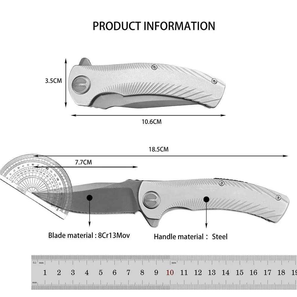 Hot Sale KS 3490 Folding Knife Gray PVD Blade Milled Stainless Steel Handle Outdoor Camping Tactical Knives Hunting Combat Tool