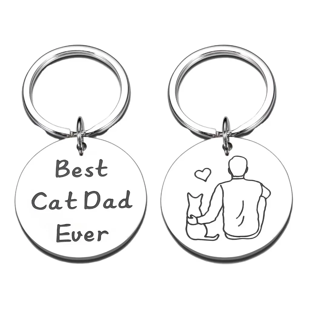 Best Cat Dad Ever Key Ring Sweet Key Chains DIY Jewelry Gifts