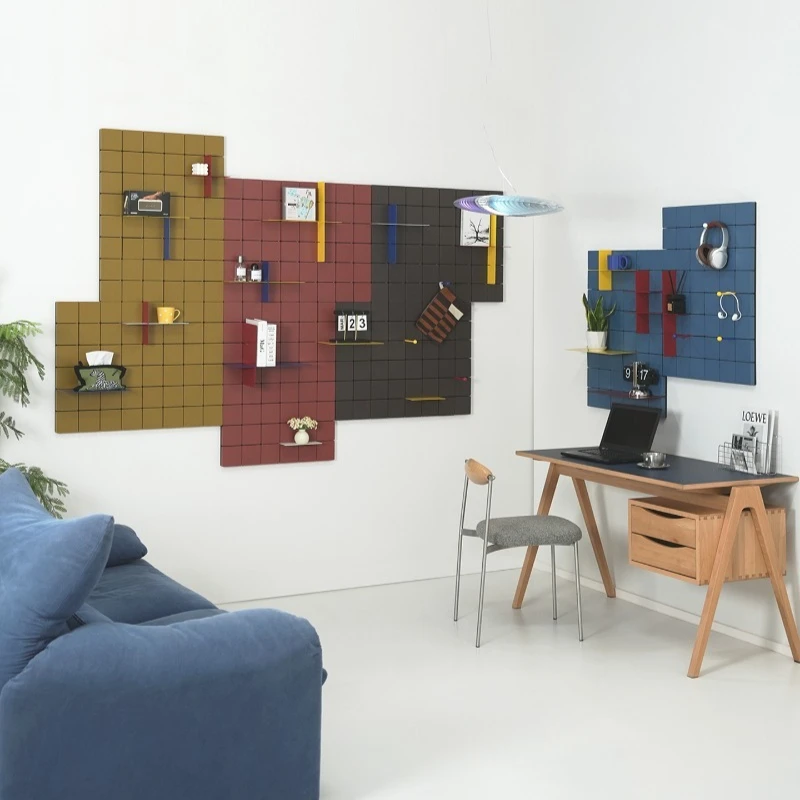 

Household upper wall hole board color wall module storage rack