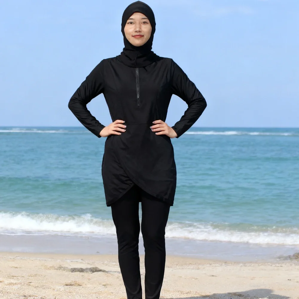 

Комплект из 3 предметов: скромный мусульманский купальник-буркини для женщин, консервативный исламский купальный костюм, пляжная одежда