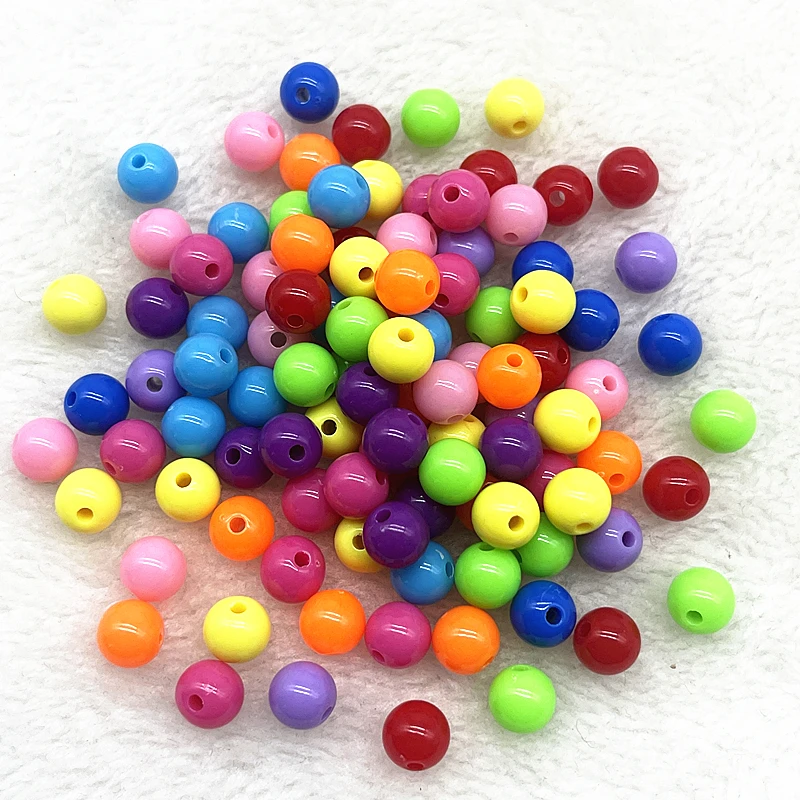 4/6/8mm Round Charms Acrylic Beads Loose Spacer Beads for Jewelry Makeing DIY Handmade Bracelet Necklace