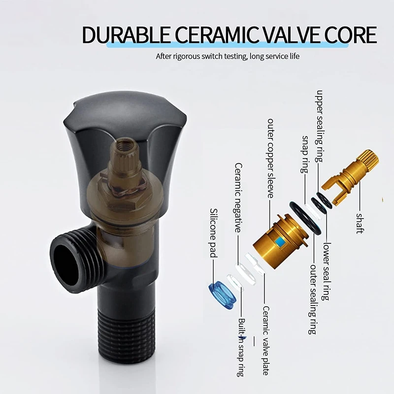 G1/2 Thread Brass Triangle Valve, Brass Water Stop Valve, 1/4 Angle Valve, Bathroom Faucet Hot And Cold Water Valve