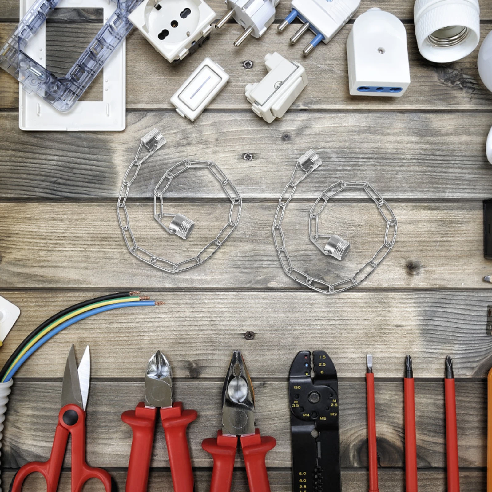 

4Pcs Vintage Enamel Pendant Light Chain Industrial Chandelier Hanging Accessories for Kitchen Living Room Light Metal Chain