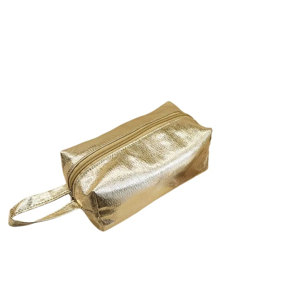 Solid Color Bright PU Makeup Bag Korean Style Wallet Zipper Cosmetic Bag Coin Purse Skincare Storage Bag Small Item Bag Women