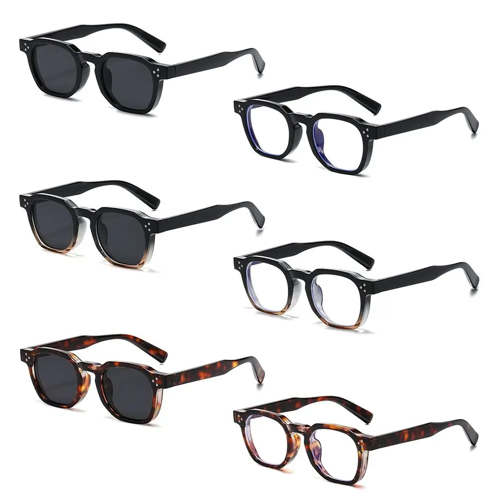 UV-Schutz-Sonnenbrille mit runden Nieten, neue Retro-Vintage-Sonnenbrille, gestreifte Bügel, Leopardengrau, Brillen für Damen und Herren