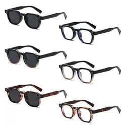 UV Protection Round Rivet Sunglasses New Retro Vintage Driving Shades Striped Temples Leopard Grey Eyewear for Women & Men