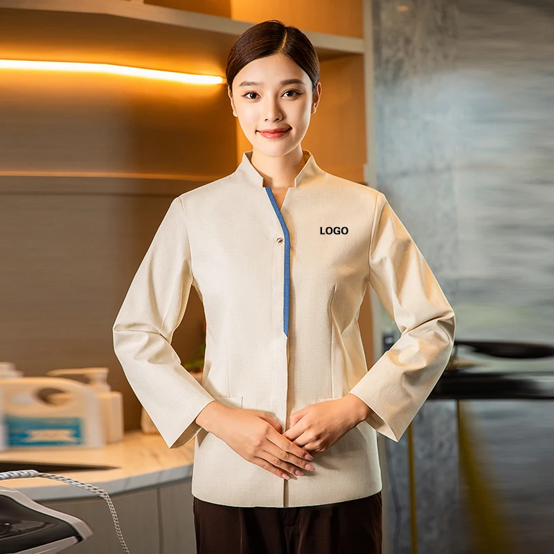 

Women's Cleaning Work Uniforms Long Sleeve Hotel Costume Housekeeping Waiter Clothes Dishwasher Domestic Service Cafe Outfit