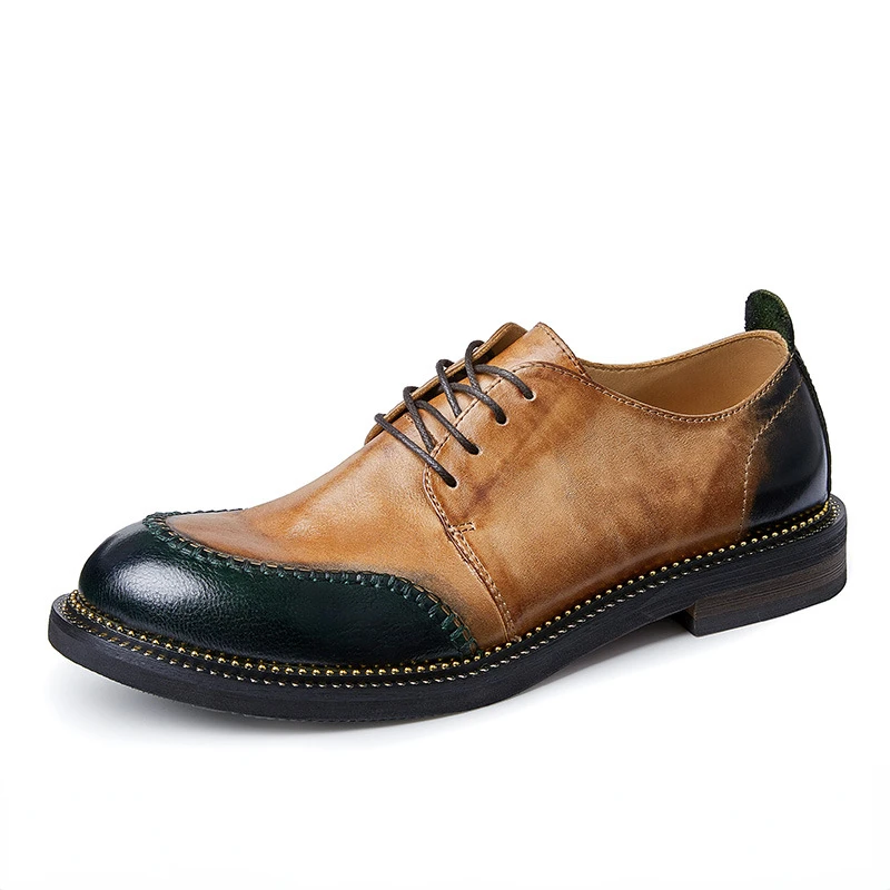 

Soft Leather Men's Casual Business Shoes Luxury Brand Handmade Genuine Leather 2023 Vintage Style Wedding Social Dress Shoes Man
