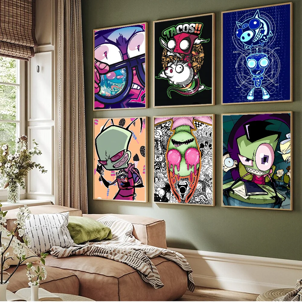 

Invader Zim Classic Movie Posters Vintage Room Bar Cafe Decor Nordic Home Decor