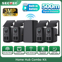 SECTEC 4-Cam Kit (HomeBase 4) Solar Security Camera Outdoor Wireless WiFi 2K HD with Solar Panel 8000Mah Battery No Monthly Fee
