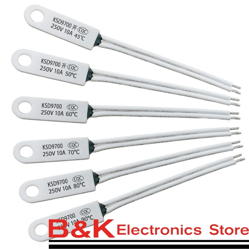 10PCS KSD9700 40C-150C Thermostat 5A/10A 45C 50C 85C 90C 95C 150C Bimetall Disc Temperatur Schalter NC/NO Wärmeschutz grad  13