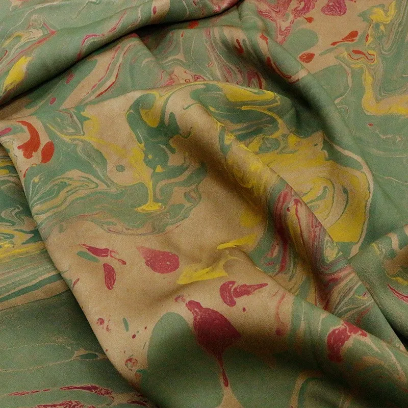

Silk double-sided flowered satin yunsha fabric a niche designer 38mm thick