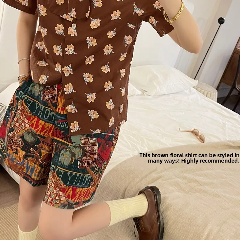 

High Waist Cotton Shorts American West Coast Style Vintage High Waist Short Pants Ladies Casual Straight Leg Trousers