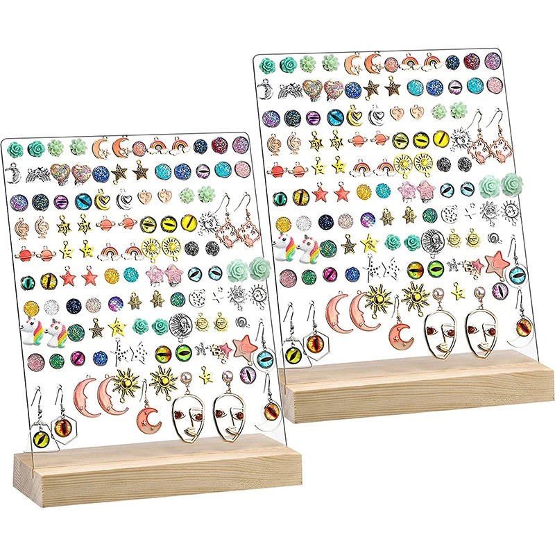 Mode Transparant Acryl Sieraden Rek Naald-Stijl Oor Nagel Oorbel Plank Oorbellen Display Bord Ketting Display Rek