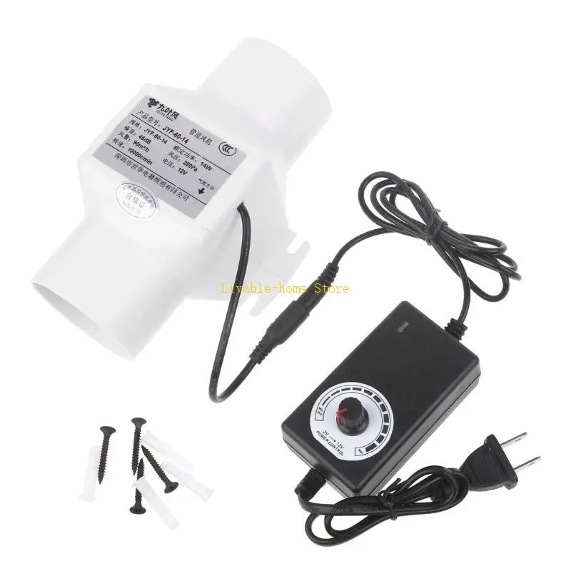 60mm Exhaust Fan Inline Pipe Duct Fan Bathroom Extractor Air Clean Ventilator B46D