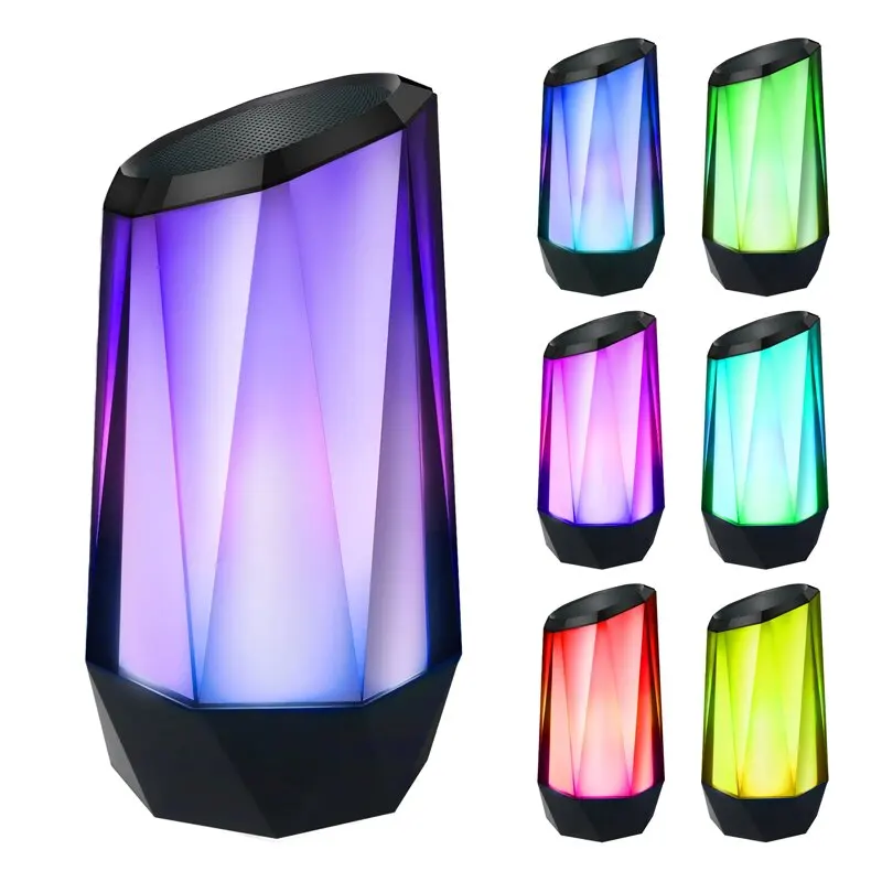 

Portable Bluetooth Speaker 8 LED RGB Lights Modes BT5.0 Stereo Sound Loud Volume Wireless Speakers with TF Card Slot