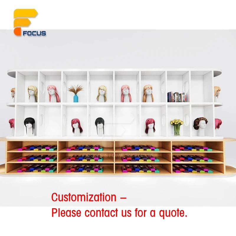 custom.Luxury Wig Display Rack Wall Mounted Multi Tier Shelf Space Saving Hairpiece Display Rack Unit