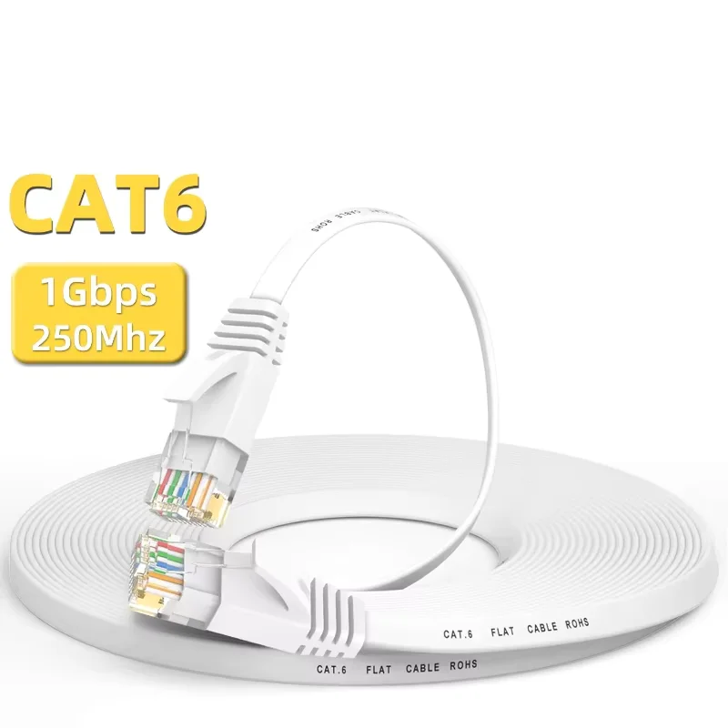 Cat6 كابل إيثرنت مسطح RJ45 الكمبيوتر الإنترنت شبكة LAN إيثرنت التصحيح كابل الحبل كابل إيثرنت Cat 6