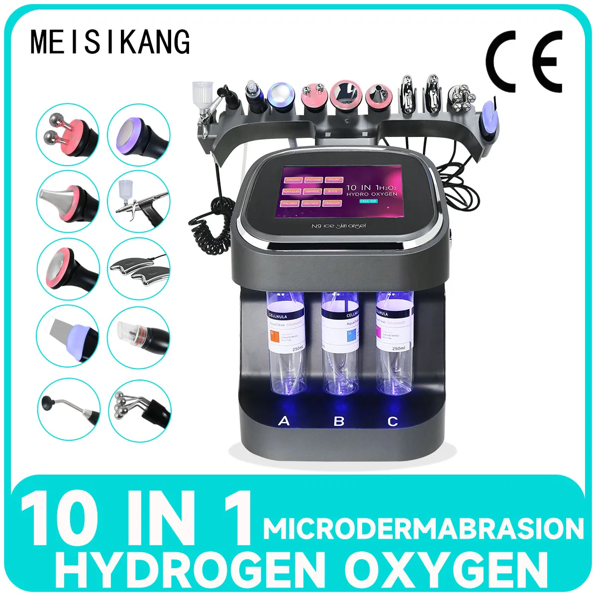 

MEISIKANG New 10 IN 1 Hydropeeling Bubbles Machine Water Oxygen Skin Rejuvenation Whitening Deep Cleaning Aqua Peeling Device