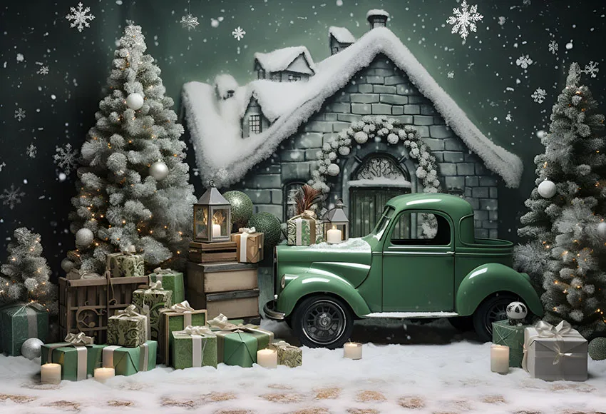خلفية التصوير الفوتوغرافي Mehofond ، الشتاء ، عيد الميلاد ، السيارة الخضراء ، الغابات ، الثلج ، شجرة عيد الميلاد ، طفل ، الأسرة ، ديكور صورة ، خلفية ، استوديو الصور