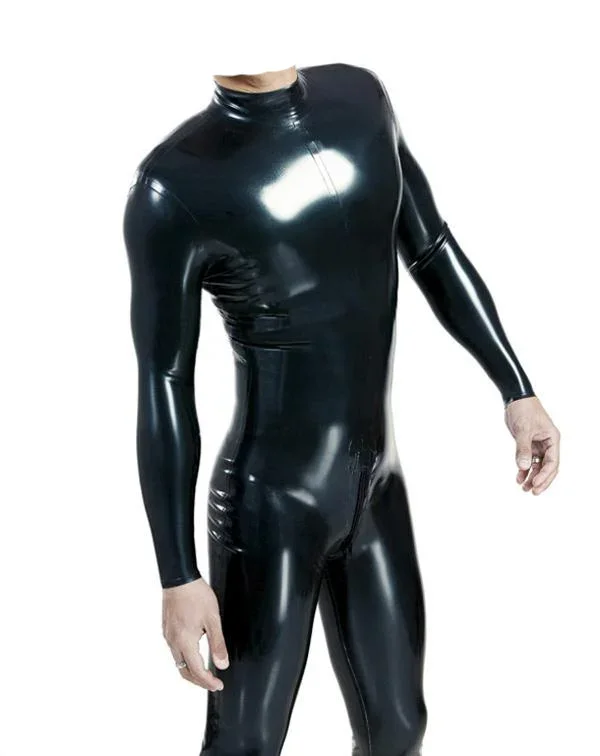 

100% Natural Latex Rubber Catsuit Bodysuit Black Uniform Masquerade Handmade Custom Suit Cosplay