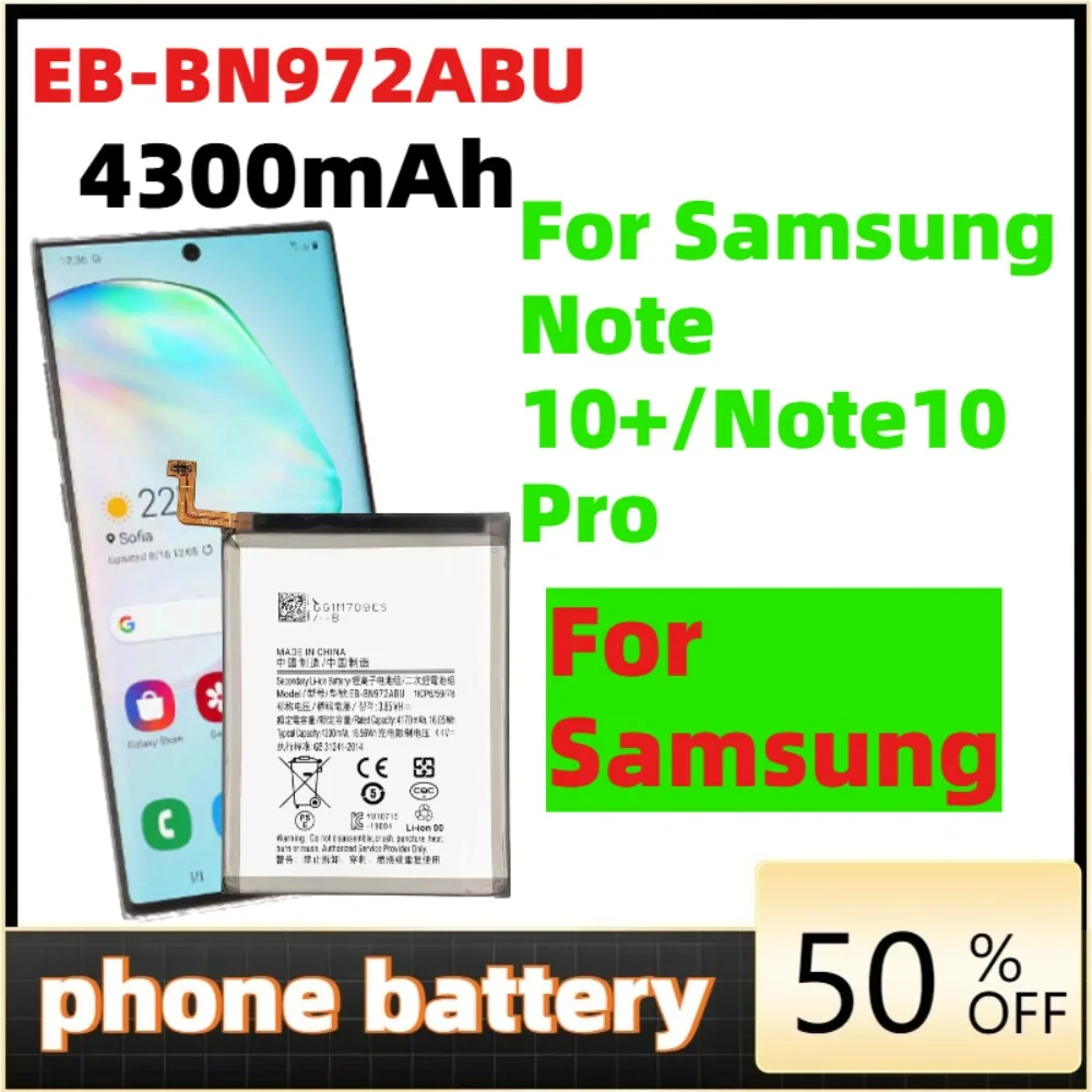 

EB-BN972ABU 4300mAh Phone Battery For Samsung Galaxy Note 10+ Note 10 Plus SM-N975F SM-N975DS Phone Batteries