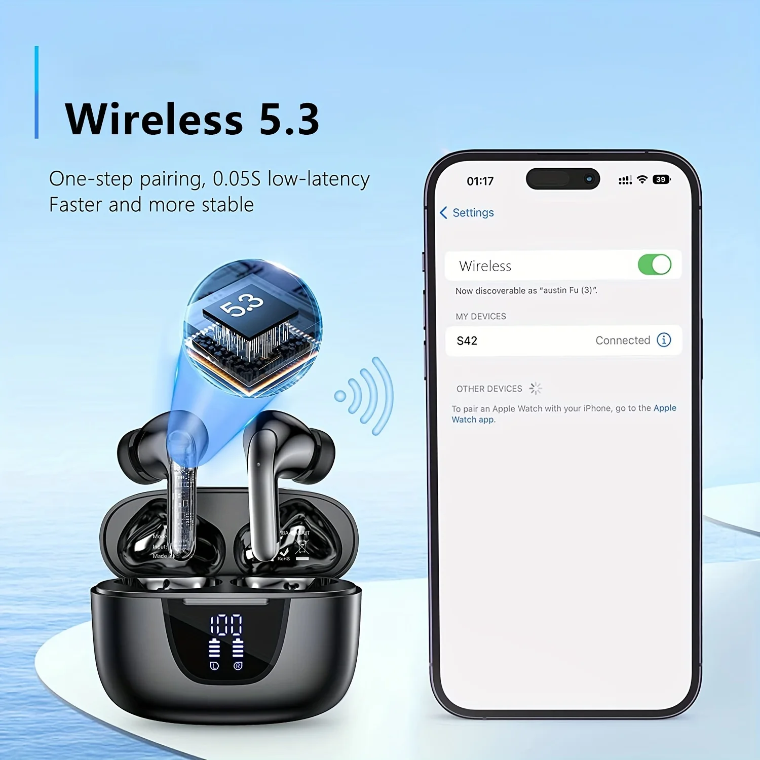 Auriculares TWS con cancelación activa de ruido LED, auriculares inalámbricos con Bluetooth, sonido Hifi, intrauditivos, ANC ENC, deportivos, para jugadores, iPhone