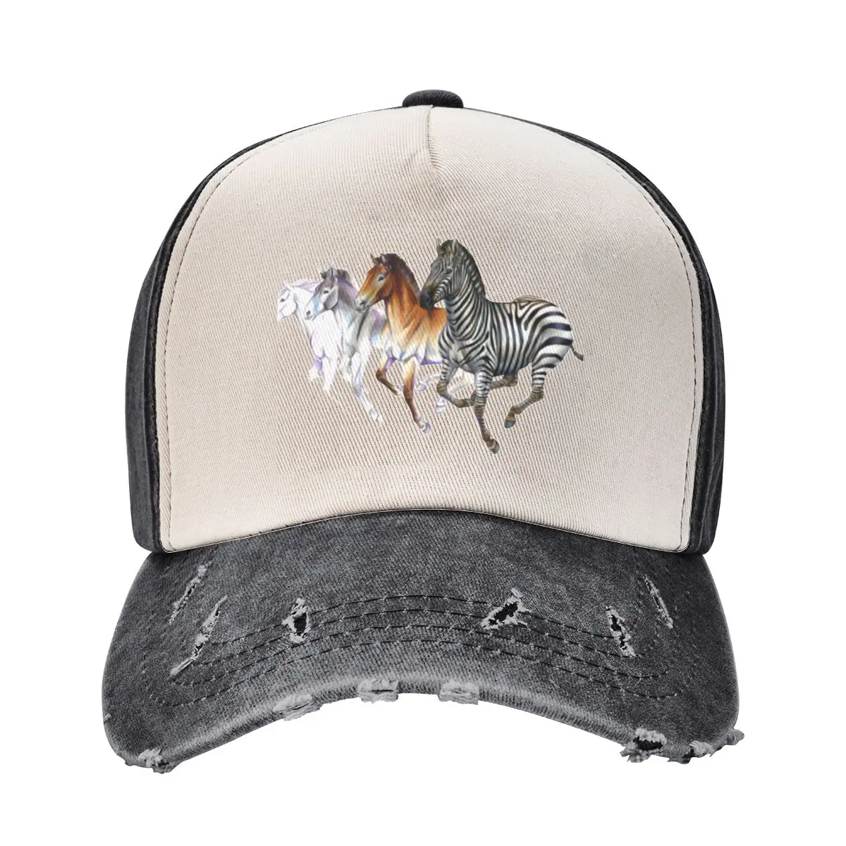 The variety of Equines - Zebra, Horse, Donkey Baseball Cap hiking hat Designer Hat Boy Women's