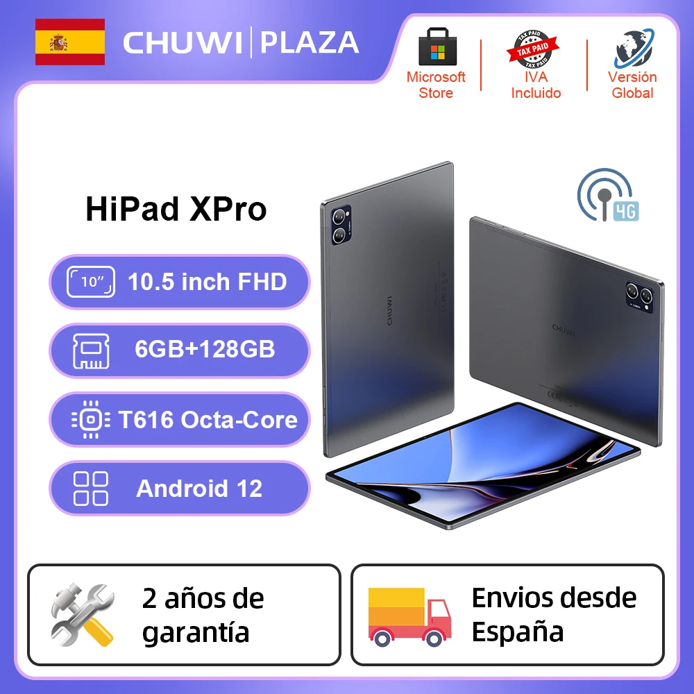 CHUWI HiPad XPro 10.51 Inch Tablet FHD Screen Android 12 Unisoc T616 Octa Core 6GB 128GB 4G LTE 7000mAh Battery 13MP 8MP