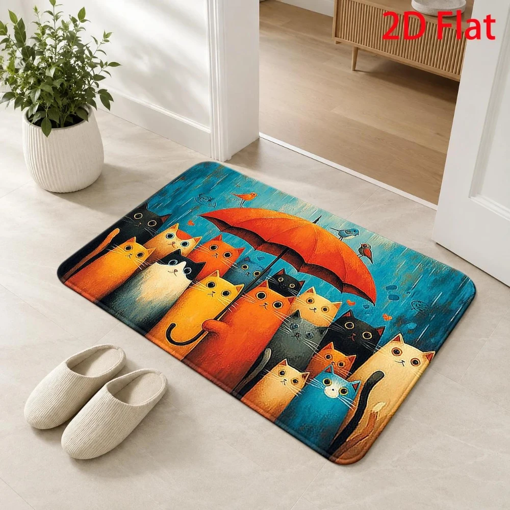 Sleeping Ginger Cat Welcome Doormat Welcome Rug Front Door Entryway Porch Back Door Living Room Non Slip Floor Mat Decor